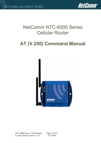 NTC-6000 Series Cellular Router AT (V.250) Command Manual - cover page