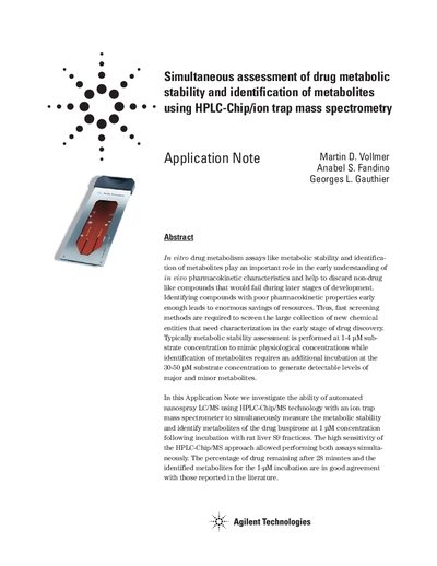 Agilent 6330 Ion Trap LC/MS Application Note - cover page