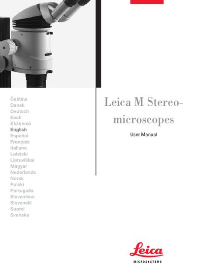 Leica M Series Stereomicroscopes User Manual - cover page