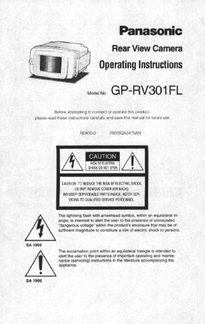 Panasonic GP-RV301FL Rear View Camera Operating Instructions - cover page
