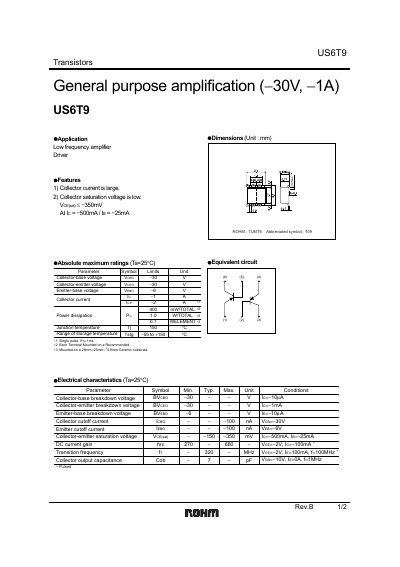 ROHM US6T9 Transistor Datasheet - cover page