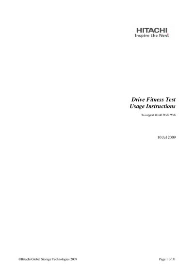 Hitachi Drive Fitness Test Usage Instructions Manual - cover page
