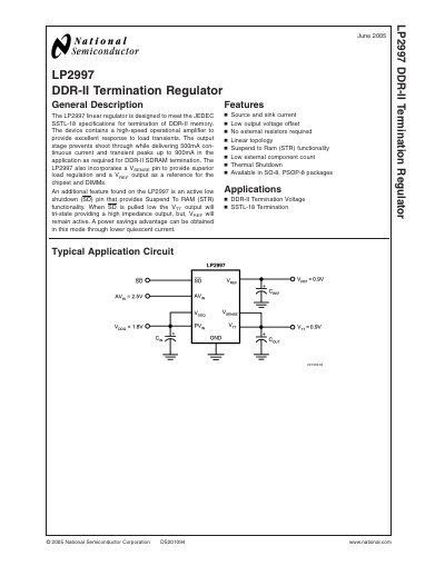 National Semiconductor LP2997 DDR‑II Termination Regulator Datasheet - cover page
