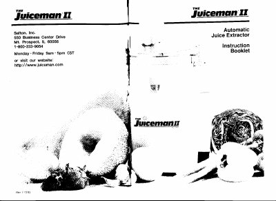 Juiceman II Automatic Juice Extractor Instruction Booklet - cover page
