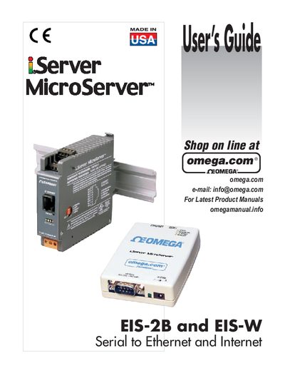 Omega EIS-2B/EIS-W Serial to Ethernet Internet User Guide - cover page
