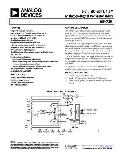 Analog Devices AD9286 Datasheet - cover page