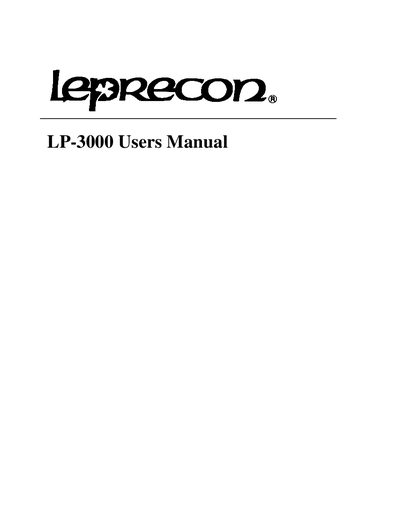 Leprecon LP-3000 User's Manual - cover page