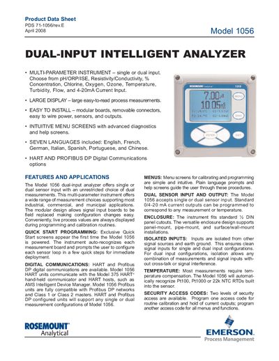 Rosemount 1056 Multi-Parameter Instrument User Manual - cover page