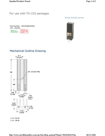 Aavid Thermalloy VIS-041821 Datasheet - cover page