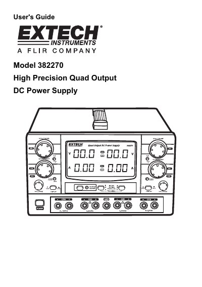 Extech 382270 High Precision Quad Output DC Power Supply User's Guide - cover page