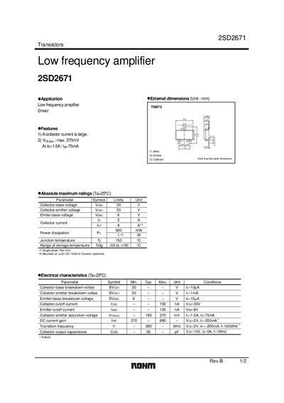 ROHM 2SD2671 Datasheet - cover page