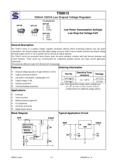 TSC TS9013 Datasheet - cover page