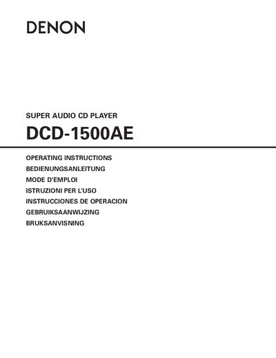 Denon DCD-1500AE Super Audio CD Player User Manual - cover page
