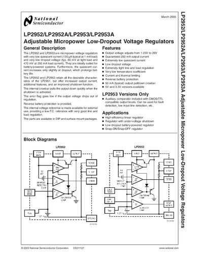 National Semiconductor LP2952/LP2952A/LP2953/LP2953A handbook - cover page