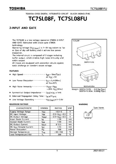 THSHIBA TC7SL08F TC7SL08FU Manual(2) - cover page