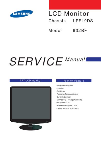 samsung 832BF LCD-Monitor service manual - cover page