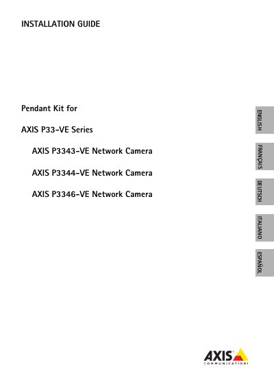 Axis P33-VE Series Pendant Kit Installation Guide - cover page