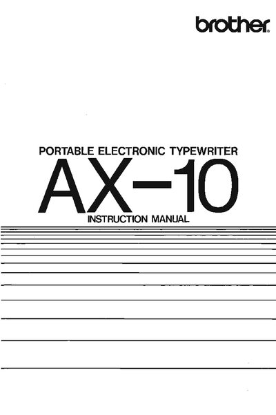 Brother AX-10 Portable Electronic Typewriter Instruction Manual