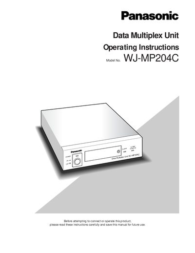 Panasonic WJ-MP204C Data Multiplex Unit Operating Instructions
