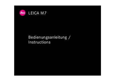 Leica M7 User Manual - cover page