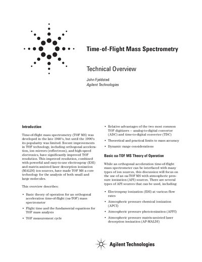 Agilent Time-of-Flight Mass Spectrometry Technical Overview - cover page