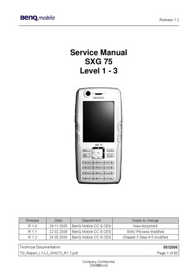 BenQ SXG75 Service Manual - cover page