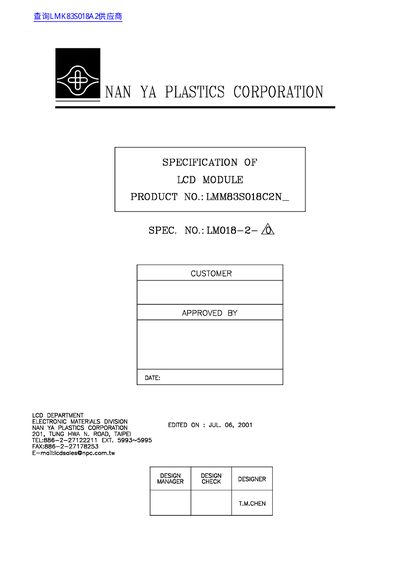 NAN YA PLASTICS CORPORATION LM018-2 - cover page