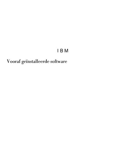 IBM Preinstalled Software User Manual - cover page