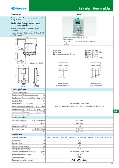 Finder 86 Series Timer Modules Handbook - cover page