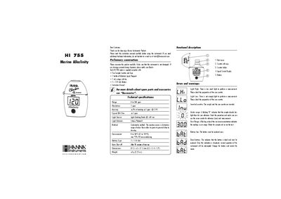 Hanna Instruments HI 755 Marine Alkalinity Meter Instruction Manual - cover page