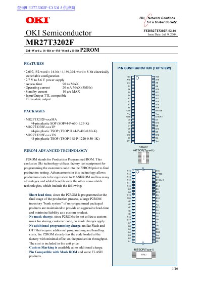 Oki Semiconductor MR27T3202F P2ROM Datasheet - cover page