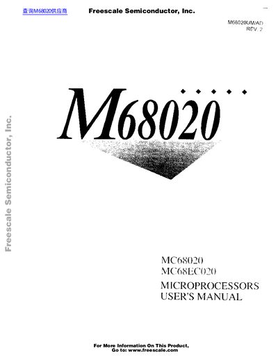 Freescale Semiconductor MC68020/MC68EC020 Microprocessor User Manual