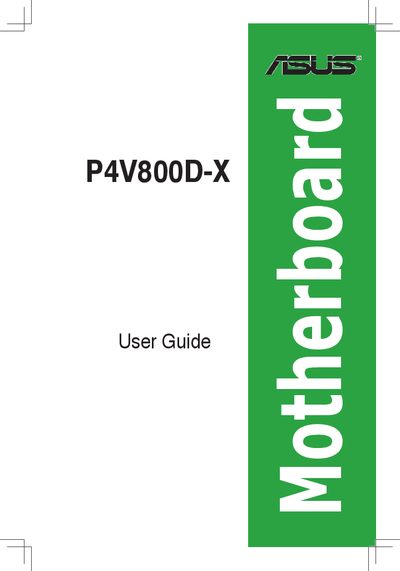 ASUS P4V800D-X Motherboard User Guide - cover page