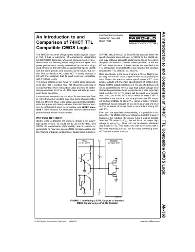 Fairchild Semiconductor 54HCT/74HCT TTL Compatible CMOS Logic Application Note - cover page