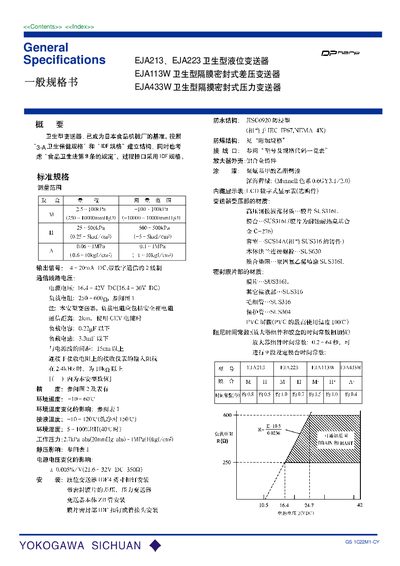 Yokogawa EJA213/EJA223/EJA113W/EJA433W Transmitter Selection Guide - cover page