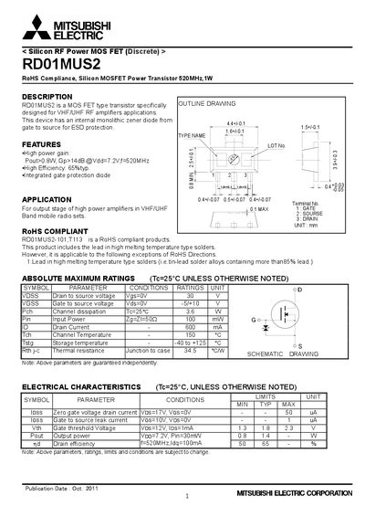 MITSUBISHI RD01MUS2 Manual