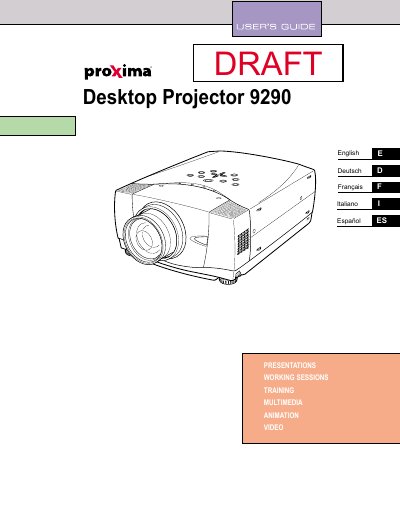 Proxima DP9290 Desktop Projector User Manual - cover page