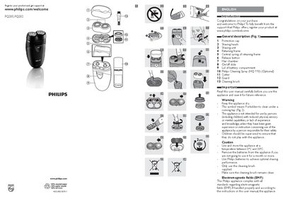 Philips PQ205/PQ202 Shaver User Guide - cover page