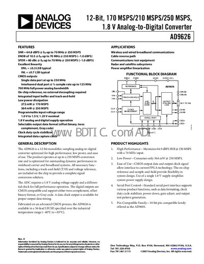 Analog Devices AD9626 Datasheet - cover page
