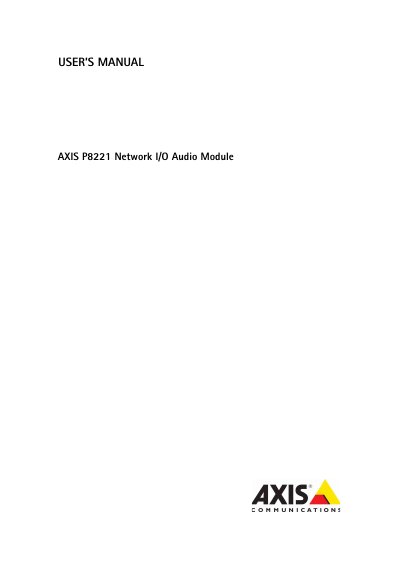 Axis P8221 Network I/O Audio Module User Manual - cover page