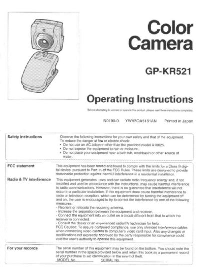 Panasonic GP-KR521 Color Camera User Manual - cover page