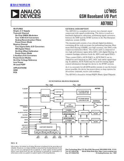 ANALOG DEVICES AD7002 handbook - cover page