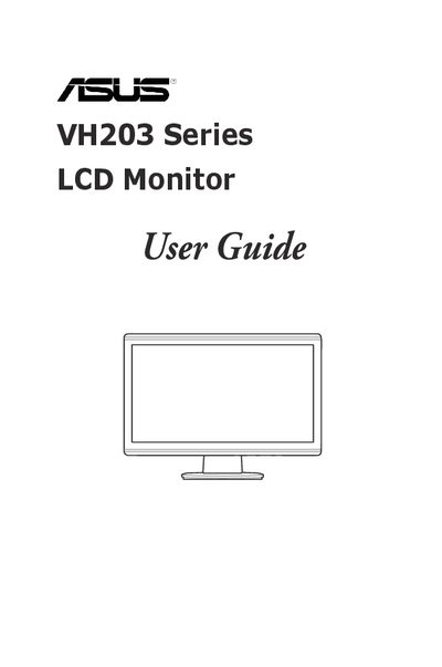 ASUS VH203 Series LCD Monitor User Guide - cover page