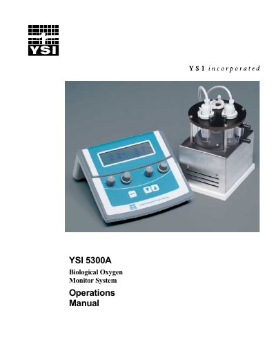 YSI 5300A Biological Oxygen Monitor System Operations Manual - cover page