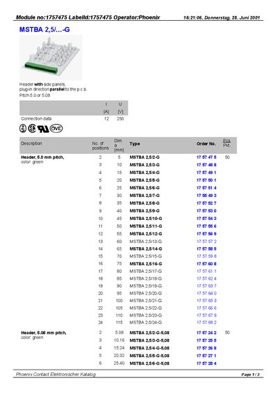 Phoenix Contact MSTBA 2,5/...-G Product Handbook - cover page