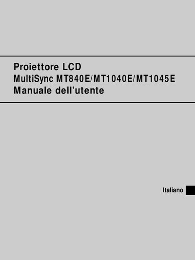 MultiSync MT840E/MT1040E/MT1045E LCD Projector user manual(1) - cover page