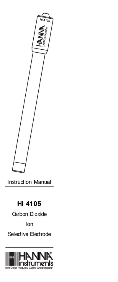 Hanna Instruments HI 4105 Carbon Dioxide Electrode Instruction Manual - cover page