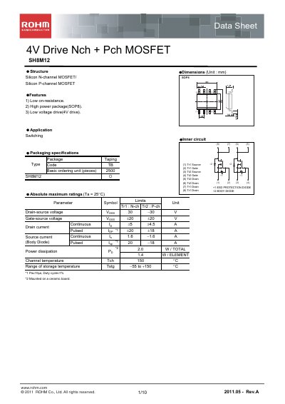 ROHM SH8M12 Datasheet - cover page