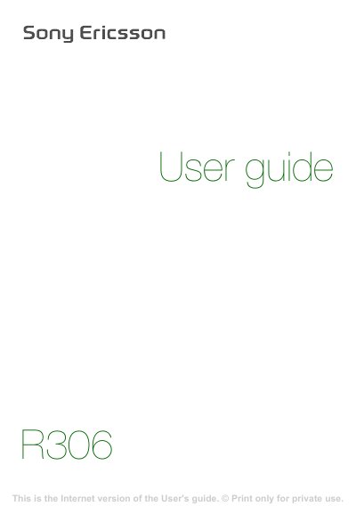 Sony Ericsson R306 User Guide - cover page