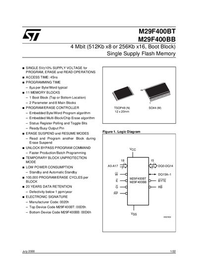 ST M29F400BT M29F400BB handbook - cover page